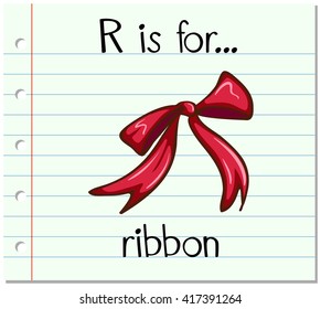 Flashcard letter R is for ribbon illustration