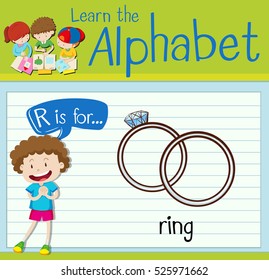 Flashcard Letter R Is For Ring Illustration