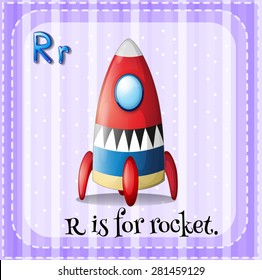 Flashcard letter R is for rocket
