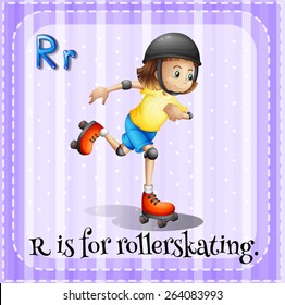 Flashcard letter R is for rollerskating