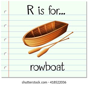 Flashcard letter R is for rowboat illustration