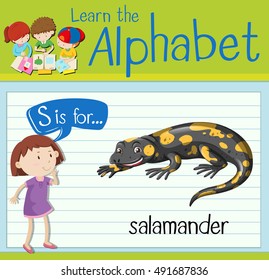 Flashcard letter S is for salamander illustration