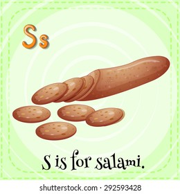 Flashcard letter S is for salami