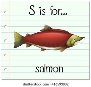 Flashcard letter S is for salmon illustration