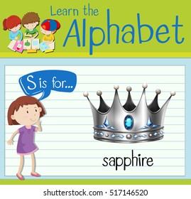 Flashcard letter S is for sapphire illustration