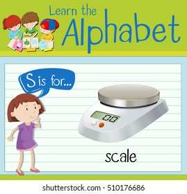 Flashcard letter S is for scale illustration