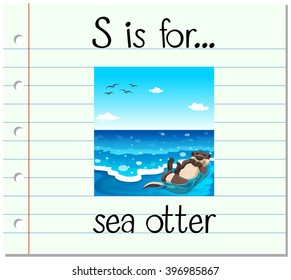 Flashcard letter S is for sea otter illustration