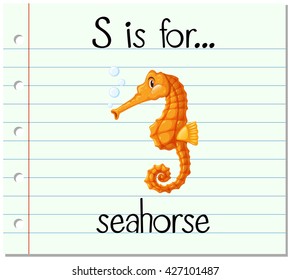 Flashcard letter S is for seahorse illustration