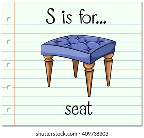 Flashcard letter S is for seat