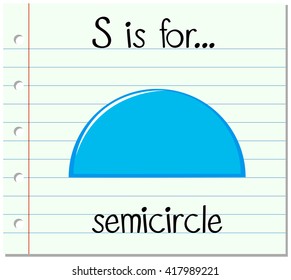 Flashcard letter S is for semicircle illustration