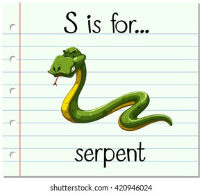 Flashcard letter S is for serpent illustration