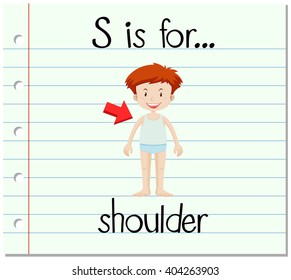 Flashcard letter S is for shoulder illustration