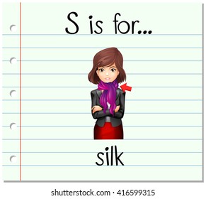 Flashcard letter S is for silk illustration