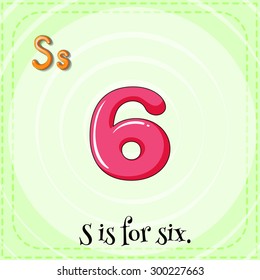 Flashcard letter S is for six
