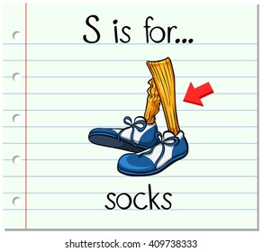 Flashcard letter S is for socks