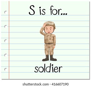 Flashcard letter S is for soldier illustration