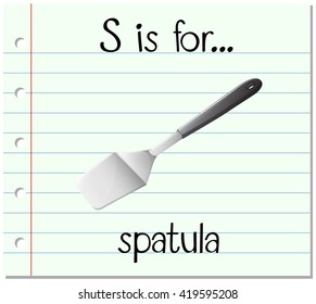 Flashcard letter S is for spatula illustration