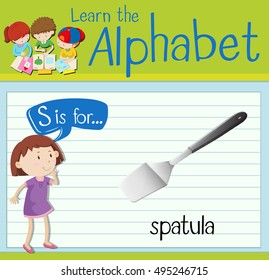 Flashcard letter S is for spatula illustration