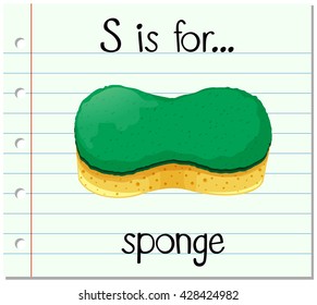 Flashcard letter S is for sponge illustration