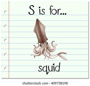 Flashcard letter S is for squid