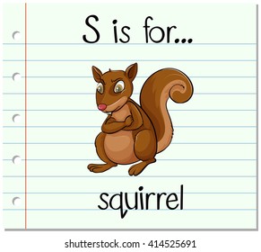 Flashcard letter S is for squirrel illustration