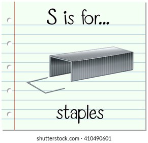 Flashcard letter S is for staples illustration