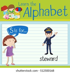 Flashcard letter S is for steward illustration