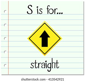 Flashcard letter S is for straight illustration