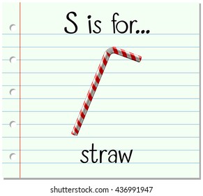 Flashcard letter S is for straw illustration