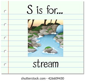 Flashcard letter S is for stream illustration