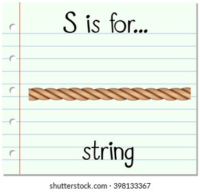  Flashcard letter S is for string illustration