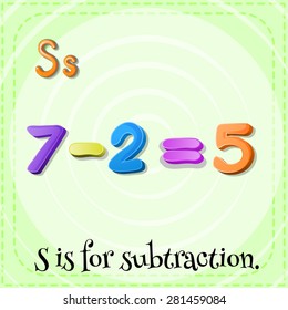 Flashcard letter S is for subtraction