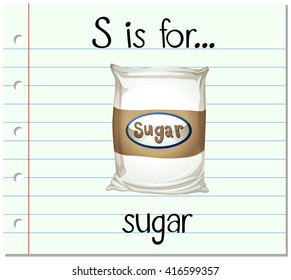 Flashcard letter S is for sugar illustration