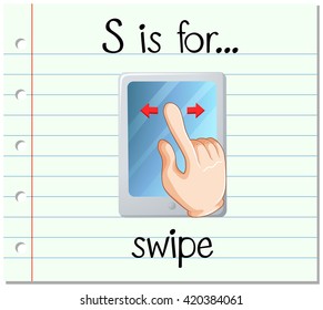 Flashcard letter S is for swipe illustration