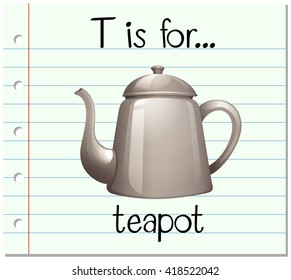 Flashcard letter T is for teapot illustration