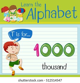 Flashcard letter T is for thousand