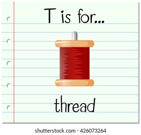 Flashcard letter T is for thread illustration