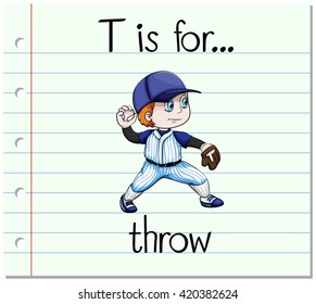Flashcard letter T is for throw illustration