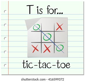 Flashcard letter T is for tic tac toe illustration