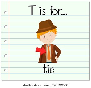  Flashcard letter T is for tie illustration