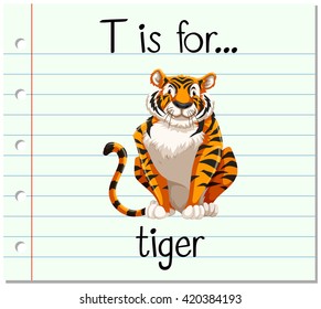 Flashcard letter T is for tiger illustration