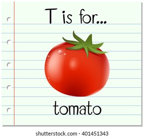Flashcard letter T is for tomato