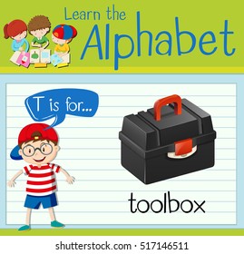 Flashcard letter T is for toolbox illustration