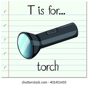 Flashcard letter T is for torch