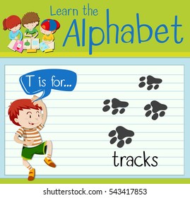Flashcard letter T is for tracks illustration
