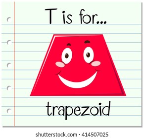 Flashcard letter T is for trapezoid illustration