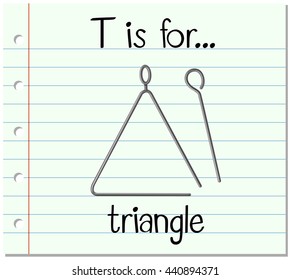 La letra de la tarjeta flash T es para la ilustración de triángulo
