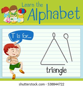 Flashcard letter T is for triangle illustration