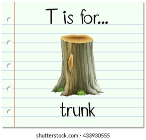 Flashcard letter T is for trunk illustration