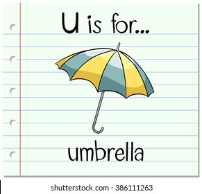 Flashcard letter U is for umbrella illustration